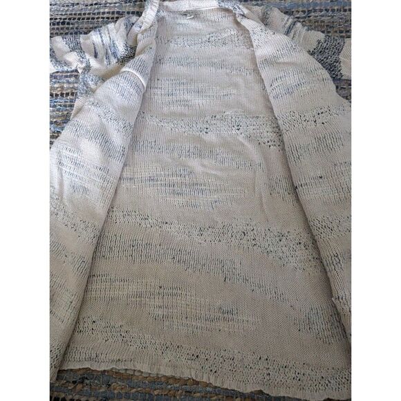 Cardigan Sweater Wool Mohair Blend M Open Knit Multicolor Cream Grey Lagenlook - Picture 10 of 11